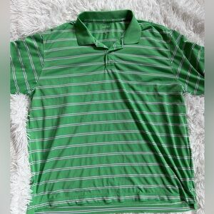 IZOD Pro Series Green Striped Polo Shirt XXL Performance Polyester Golf Casual